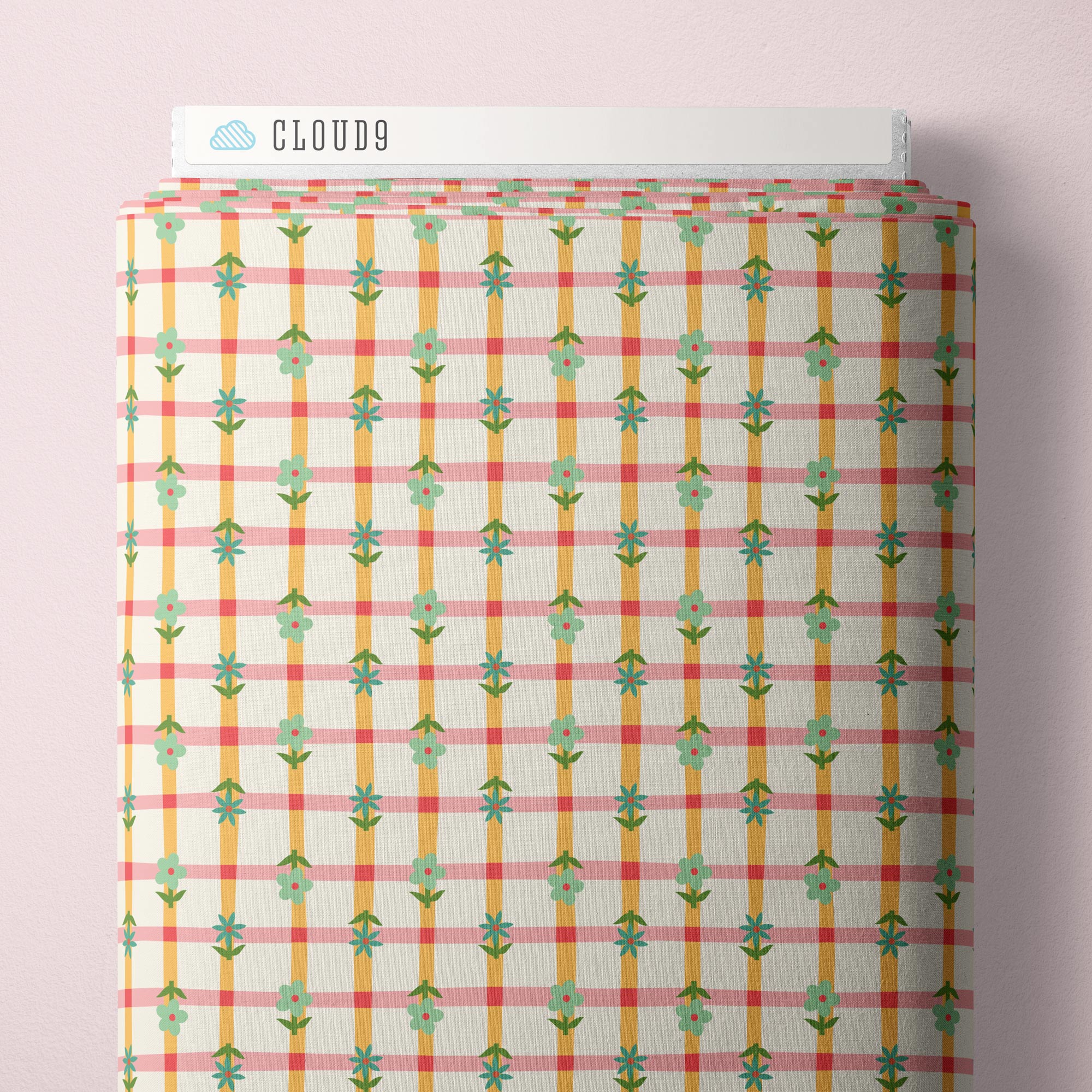 Petal Plaid - Orange/Red - Love Bugs - Cloud9 Fabric - Quilting Fabric by the Yard