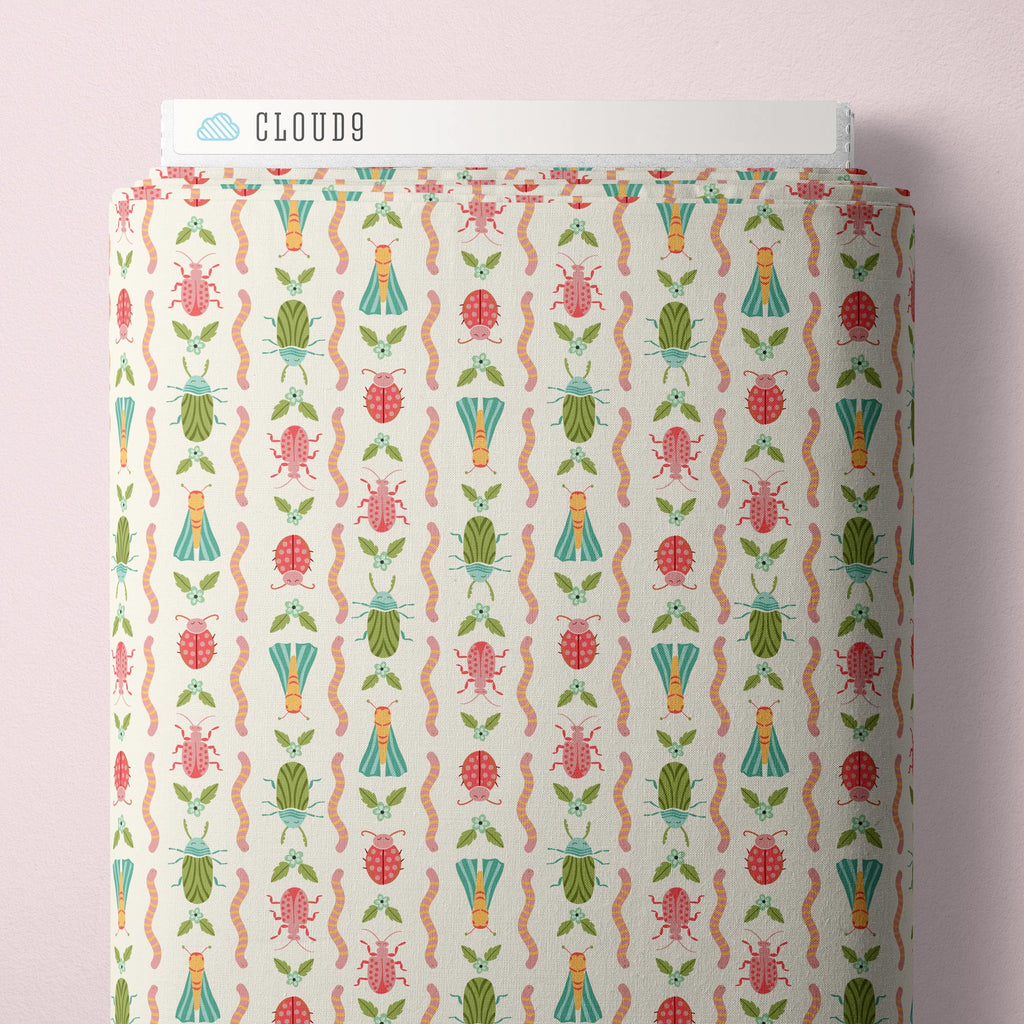 Crawling Critters - Ivory - Love Bugs - Cloud9 Fabric - Quilting Fabric by the Yard