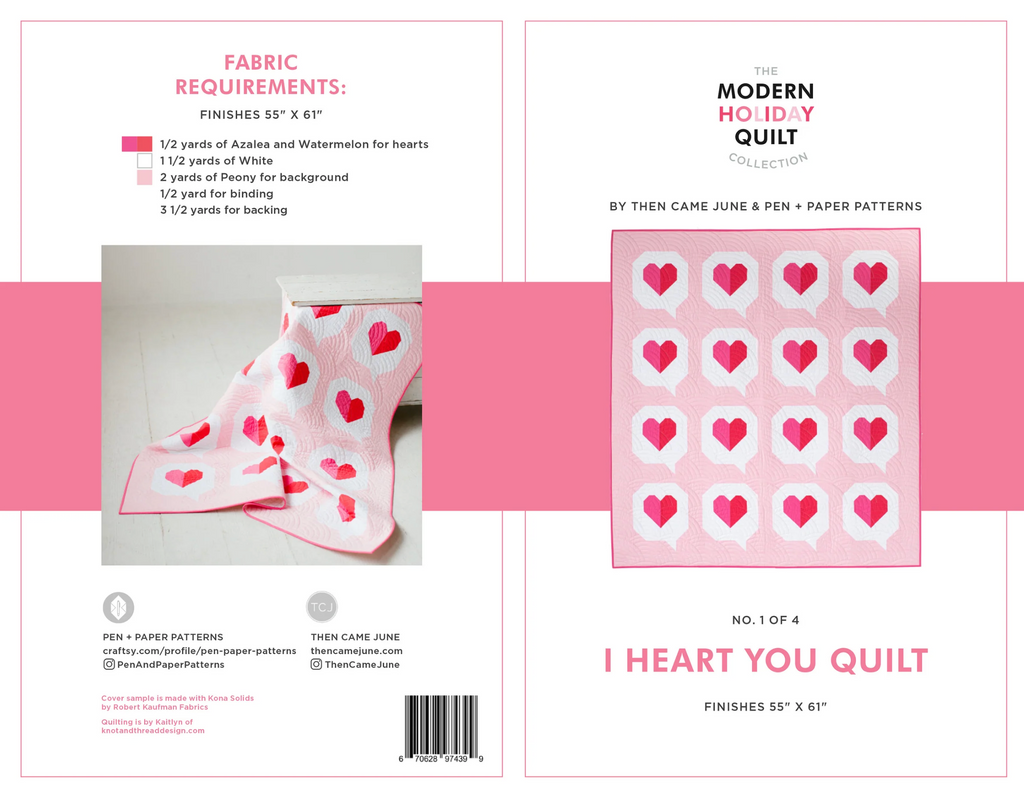 I Heart You Quilt Pattern - Pen + Paper Patterns