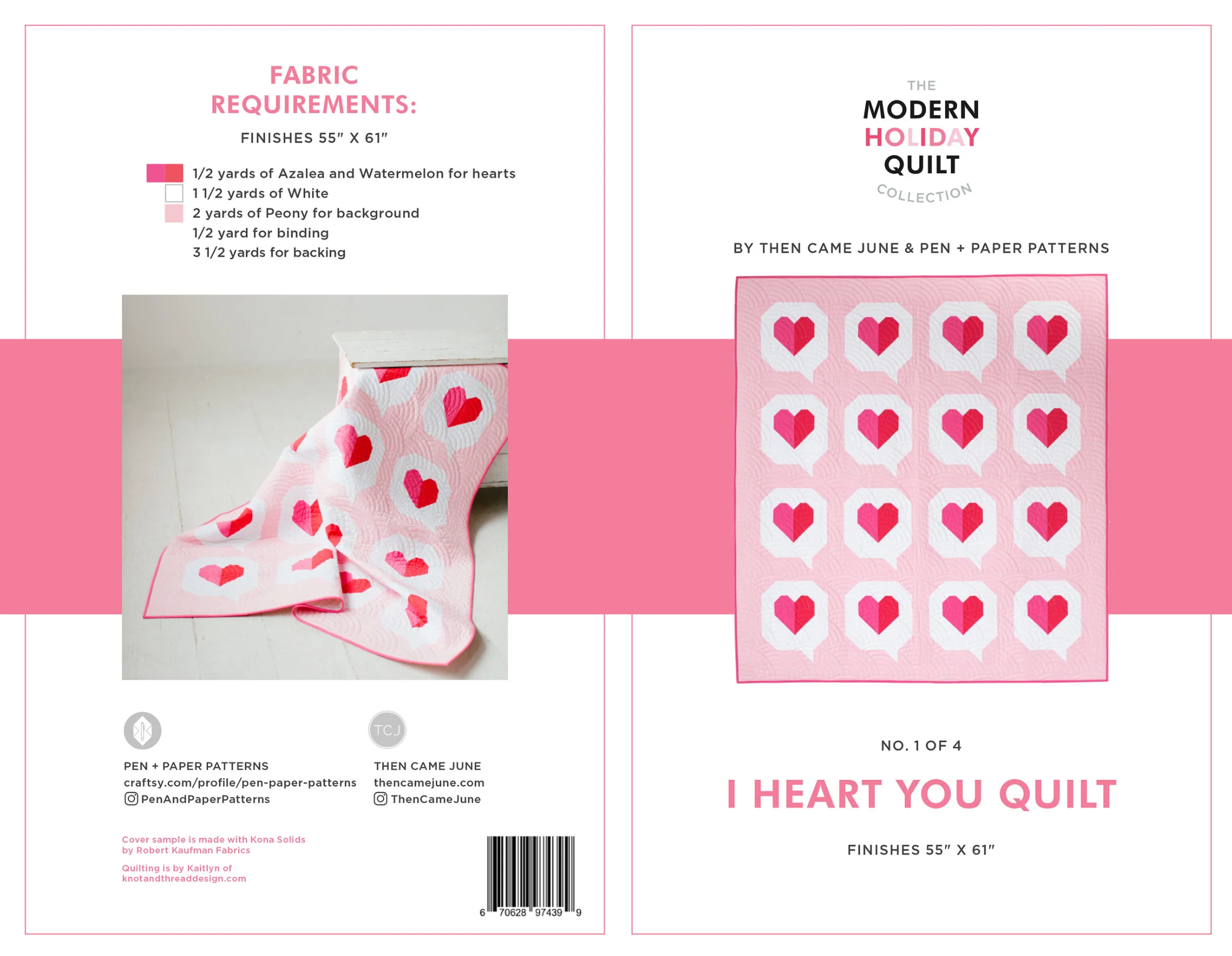 I Heart You Quilt Pattern - Pen + Paper Patterns