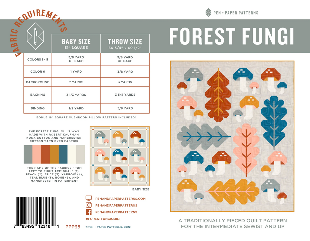Forest Fungi Quilt Pattern - Pen + Paper Patterns