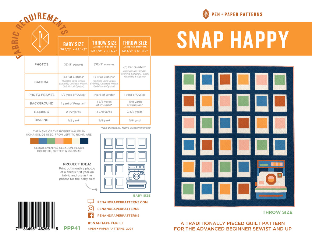 Snap Happy Quilt Pattern - Pen + Paper Patterns - Modern Quilt Design