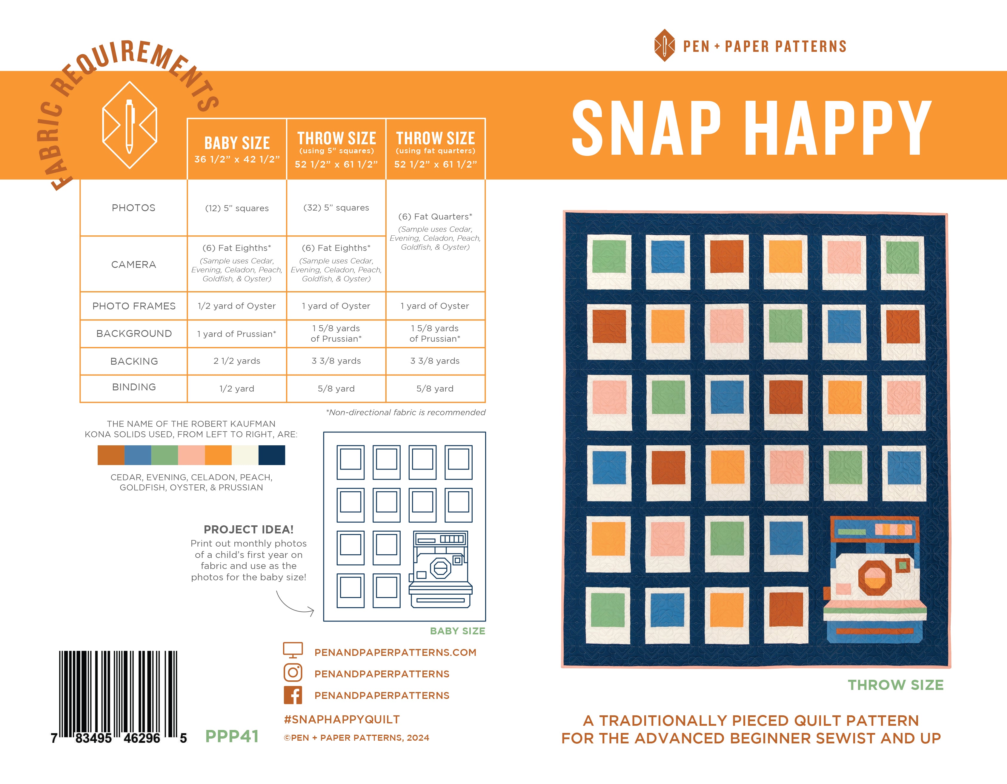 Snap Happy Quilt Pattern - Pen + Paper Patterns - Modern Quilt Design