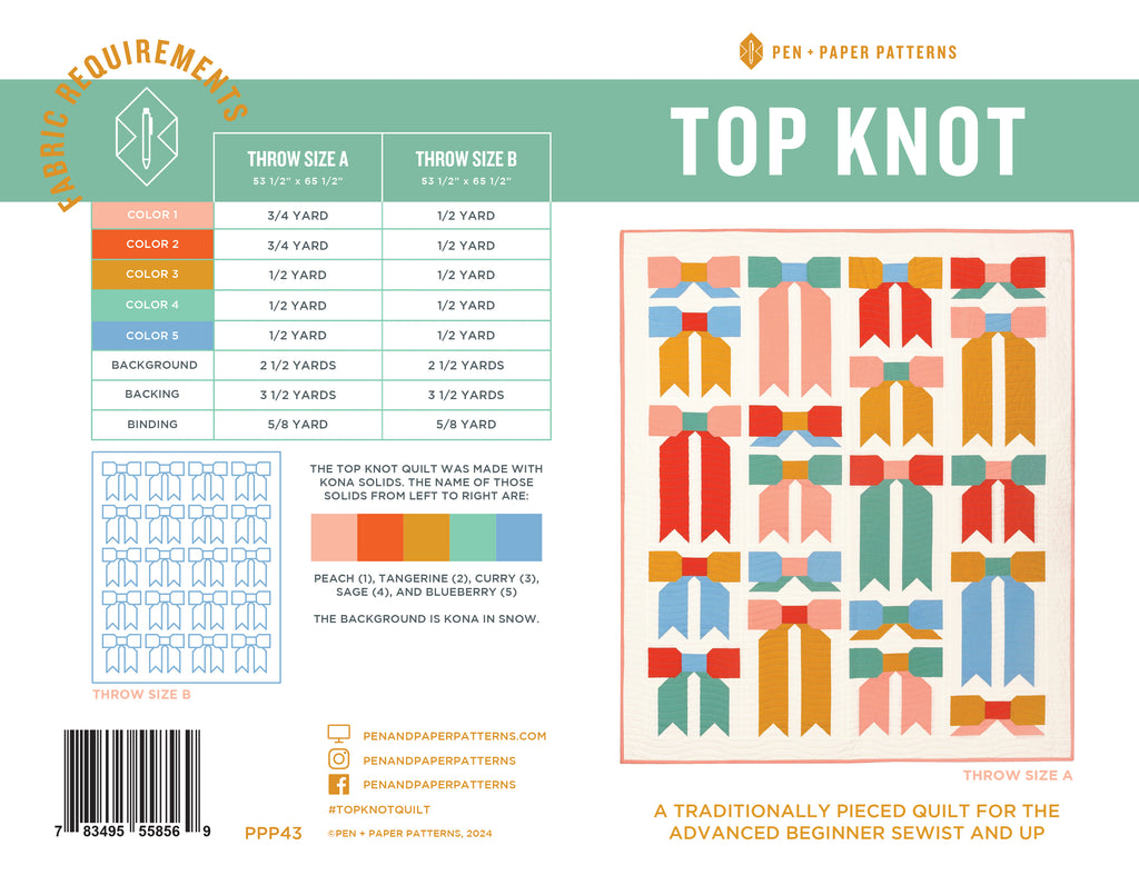 Top Knot Quilt Pattern - Pen + Paper Patterns