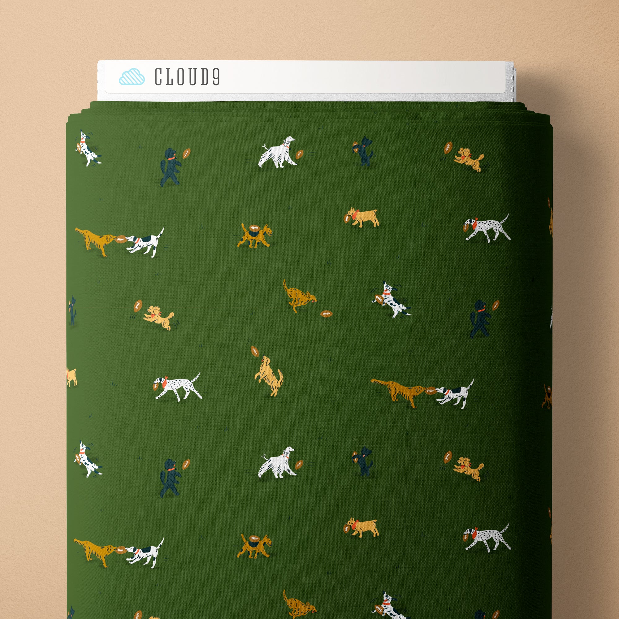 PRE-ORDER - Playing Field in Green - Touchdowns & Tailwags - Cloud9 Fabric - Quilting Fabric by the Yard