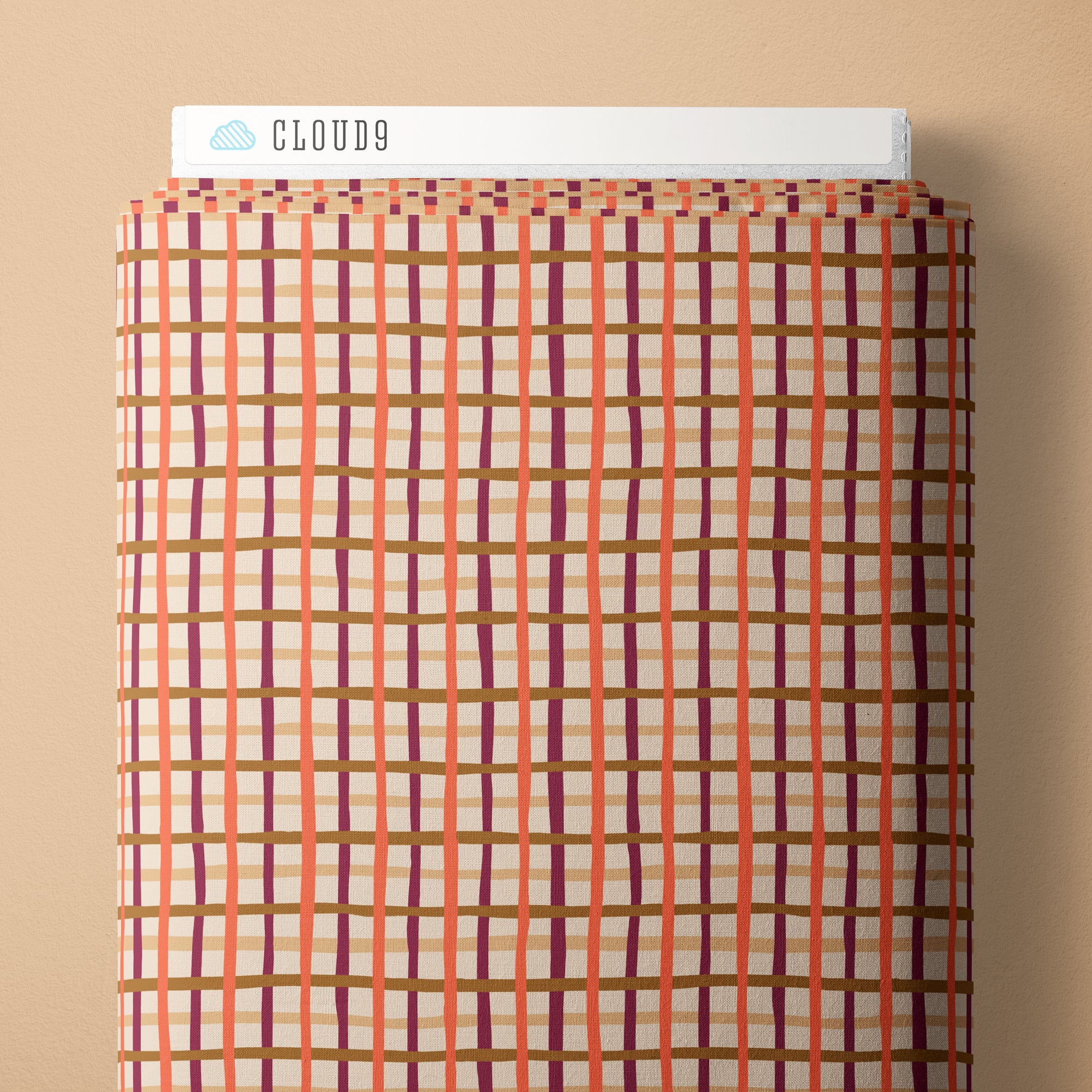 PRE-ORDER - Pep Rally Plaid in Plum/Orange - Touchdowns & Tailwags - Cloud9 Fabric - Quilting Fabric by the Yard