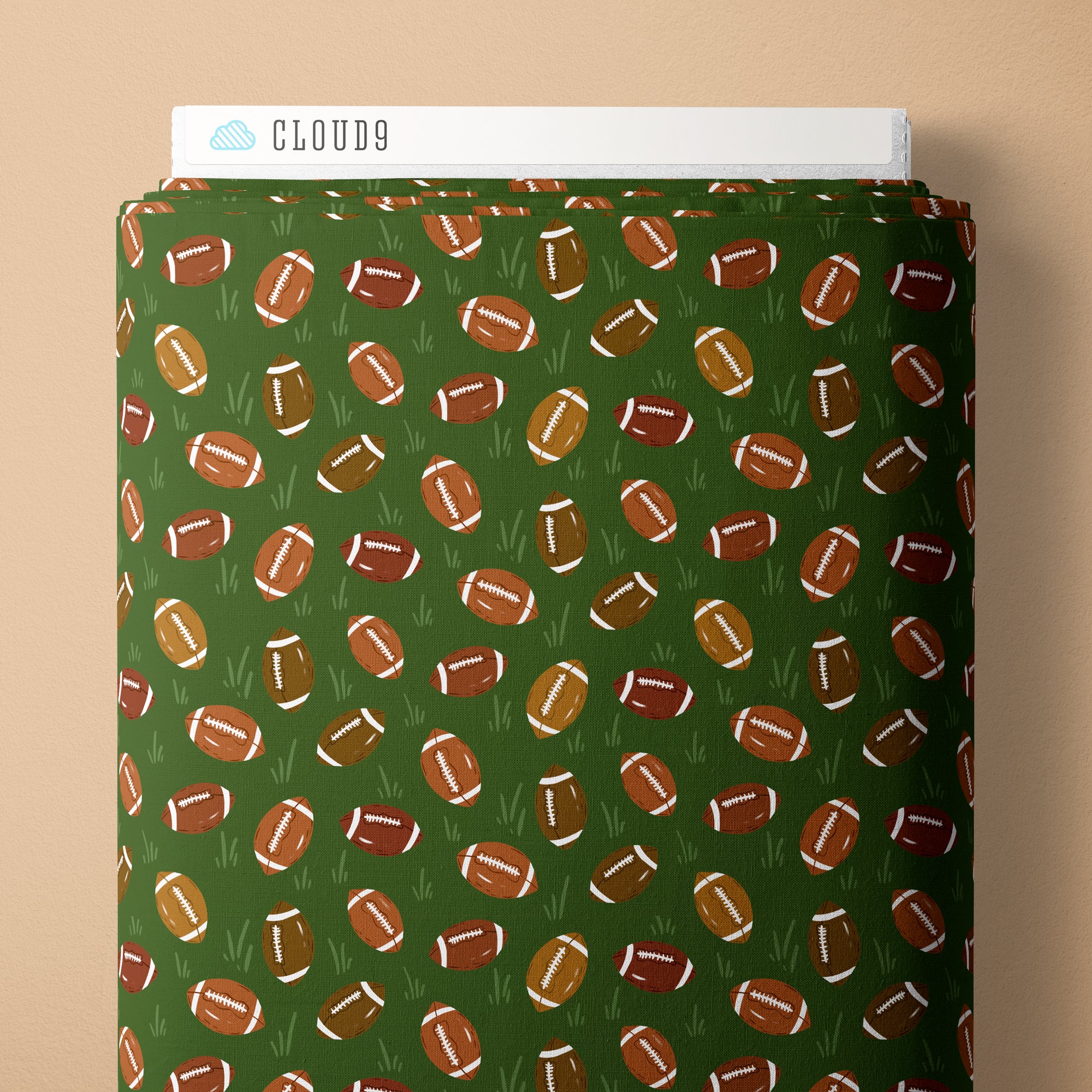 PRE-ORDER - Pass the Pigskin in Green/Brown - Touchdowns & Tailwags - Cloud9 Fabric - Quilting Fabric by the Yard