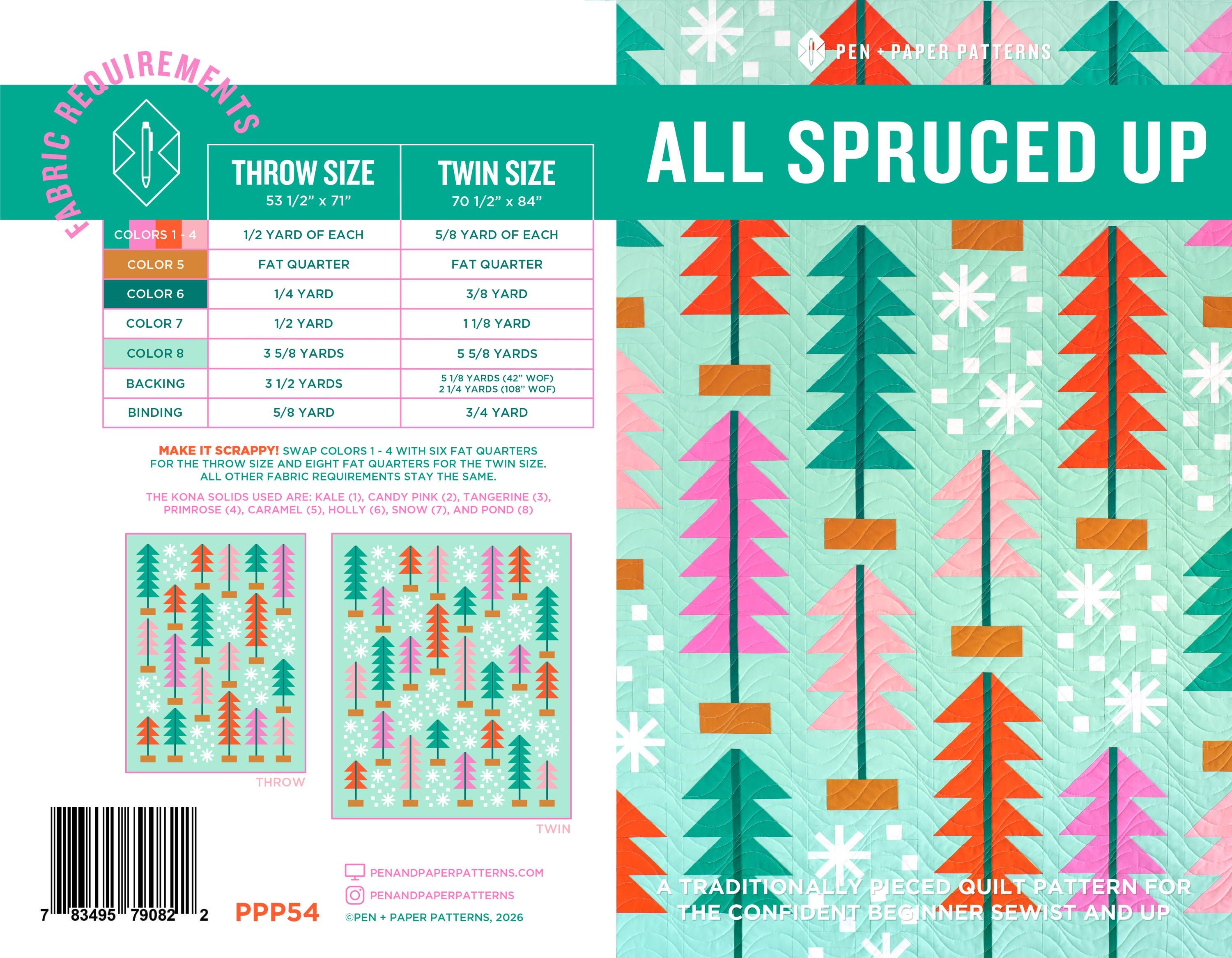 NEW RELEASE All Spruced Up Quilt Pattern - Pen + Paper Patterns - Modern Quilt Design - Sewing Pattern - Hobby and crafts